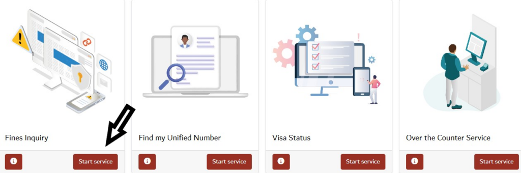 visa fine check dubai through four way