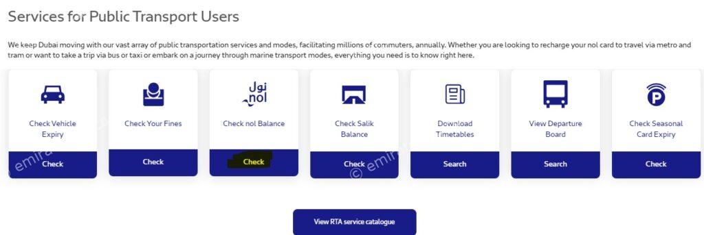 rta nol card balance check online steps