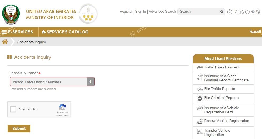 moi accident history check in UAE